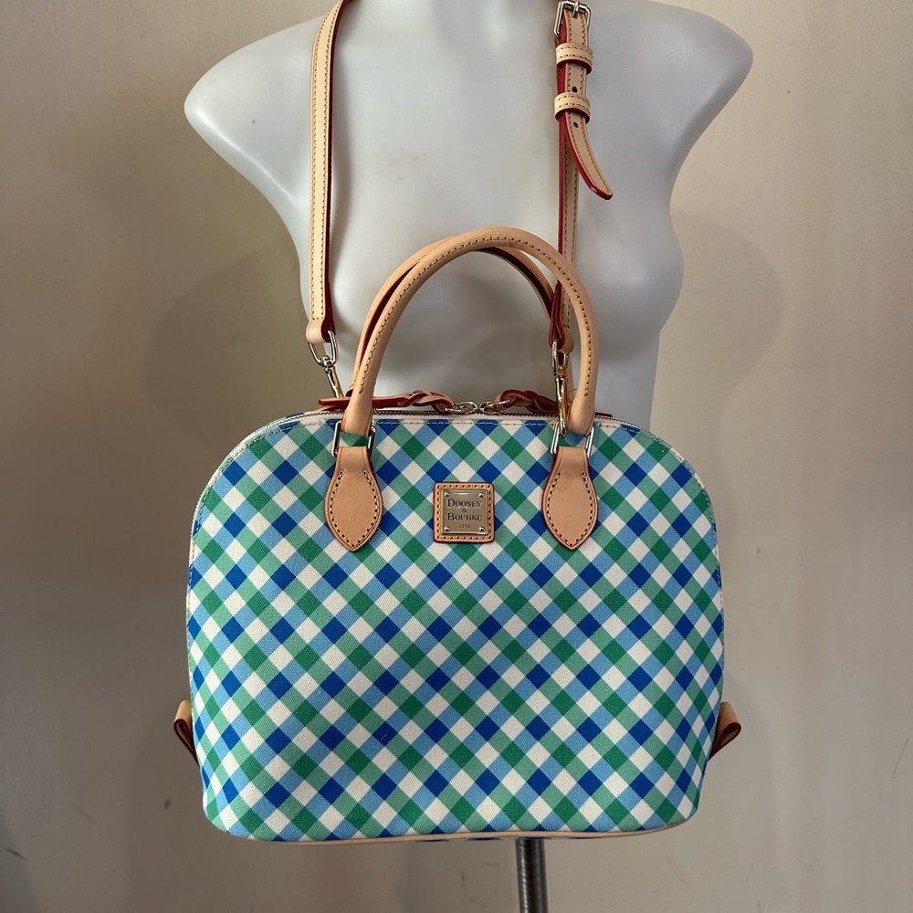DOONEY & BOURKE red green checker leather trim purse handbag NEW